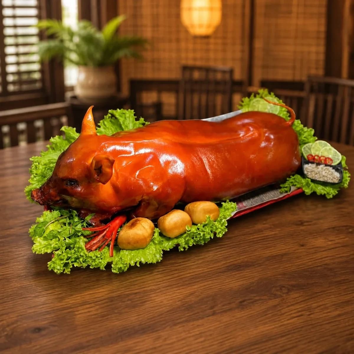 Heo Quay Cúng 5kg - Chất Lượng, Da Giòn, Thịt Mềm - Mâm Cúng Thu Hường