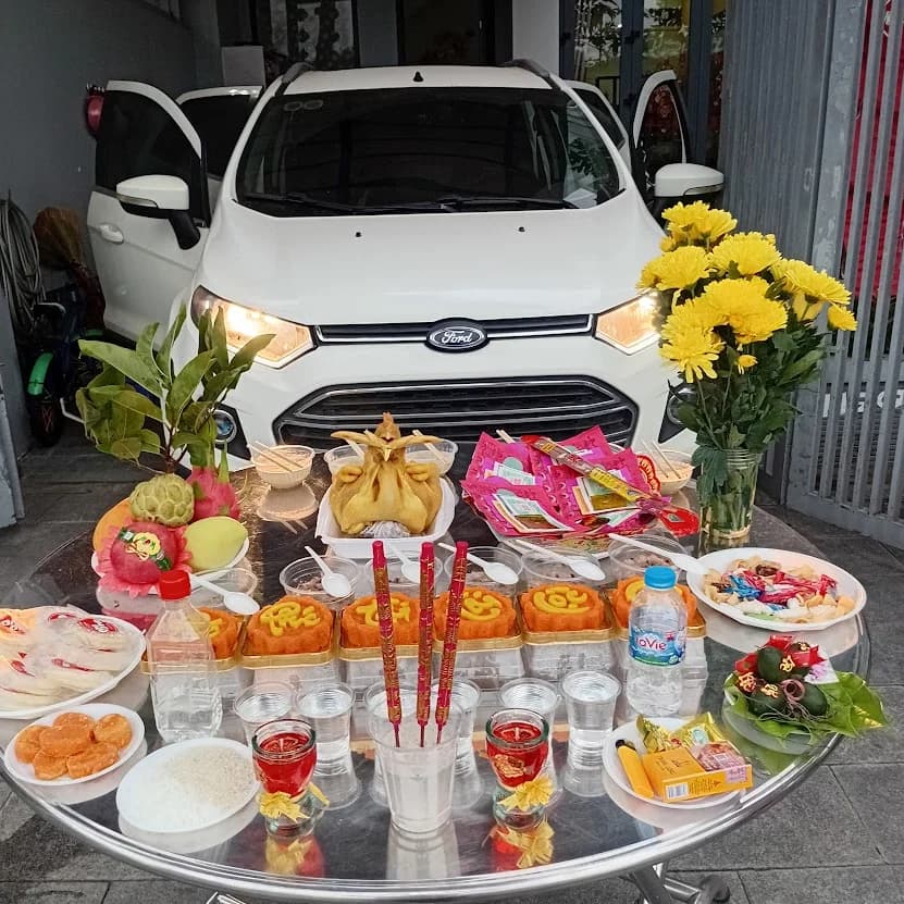 Mâm Cúng Xe Mới Cầu Bình An